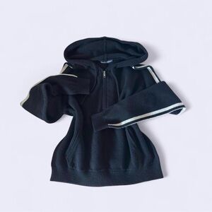 Brandy Melville Black Hoodie with White Stripes